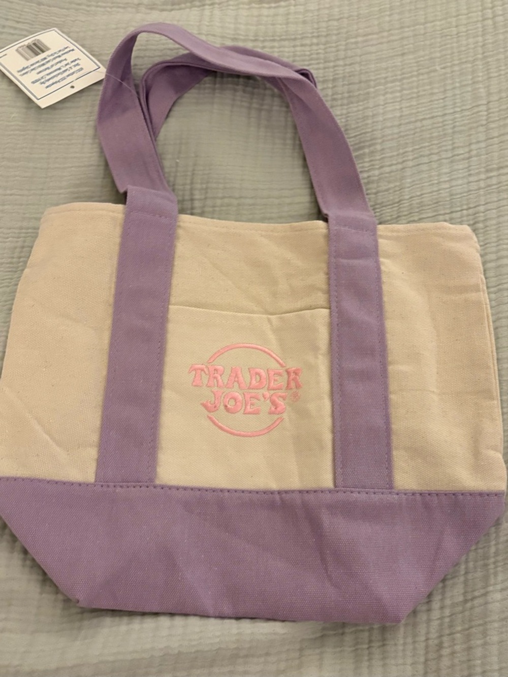 Trader Joe's Lavender & Cream Canvas Tote